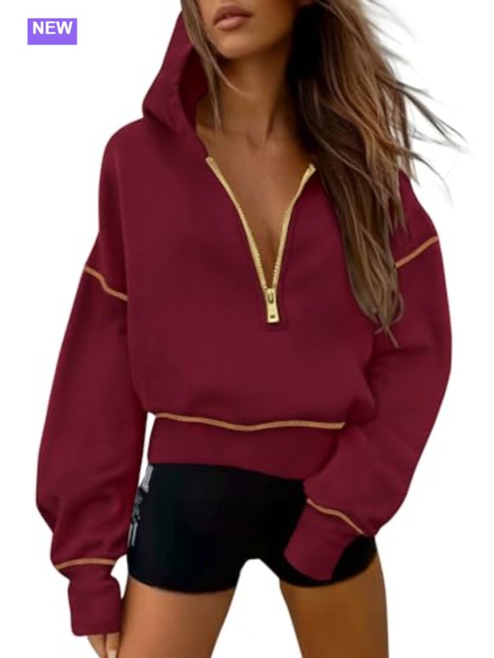 PRETTYGARDEN Women's Half Zip Cropped Hoodie Sweatshirt Fleece Lined